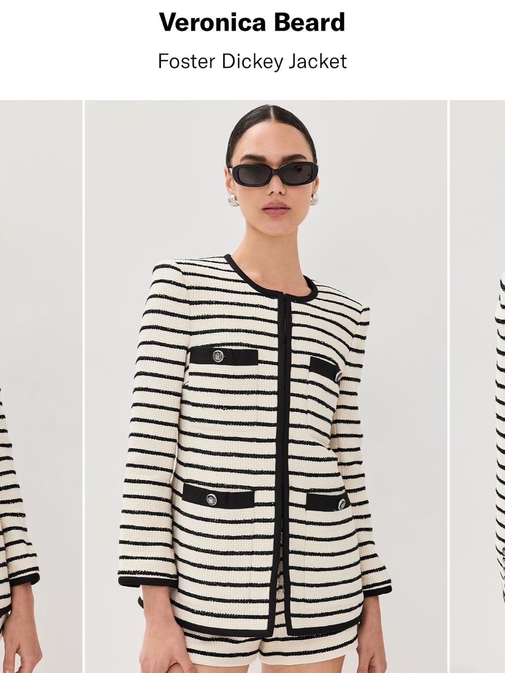 Veronica Beard Cream and Black Striped Blazer - Foster Dickie Jacket